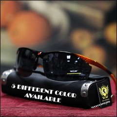 NEW KHAN MENS SPORT SUNGLASSES MOTORCYCLING DRIVING BLACK SEMI-RIMLESS SHADES